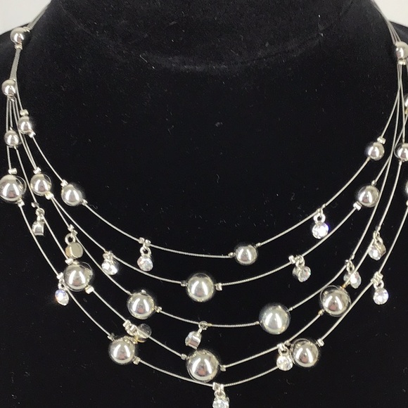 Necklace jewelry silver Tone bead glass Rhinestone - Picture 8 of 8